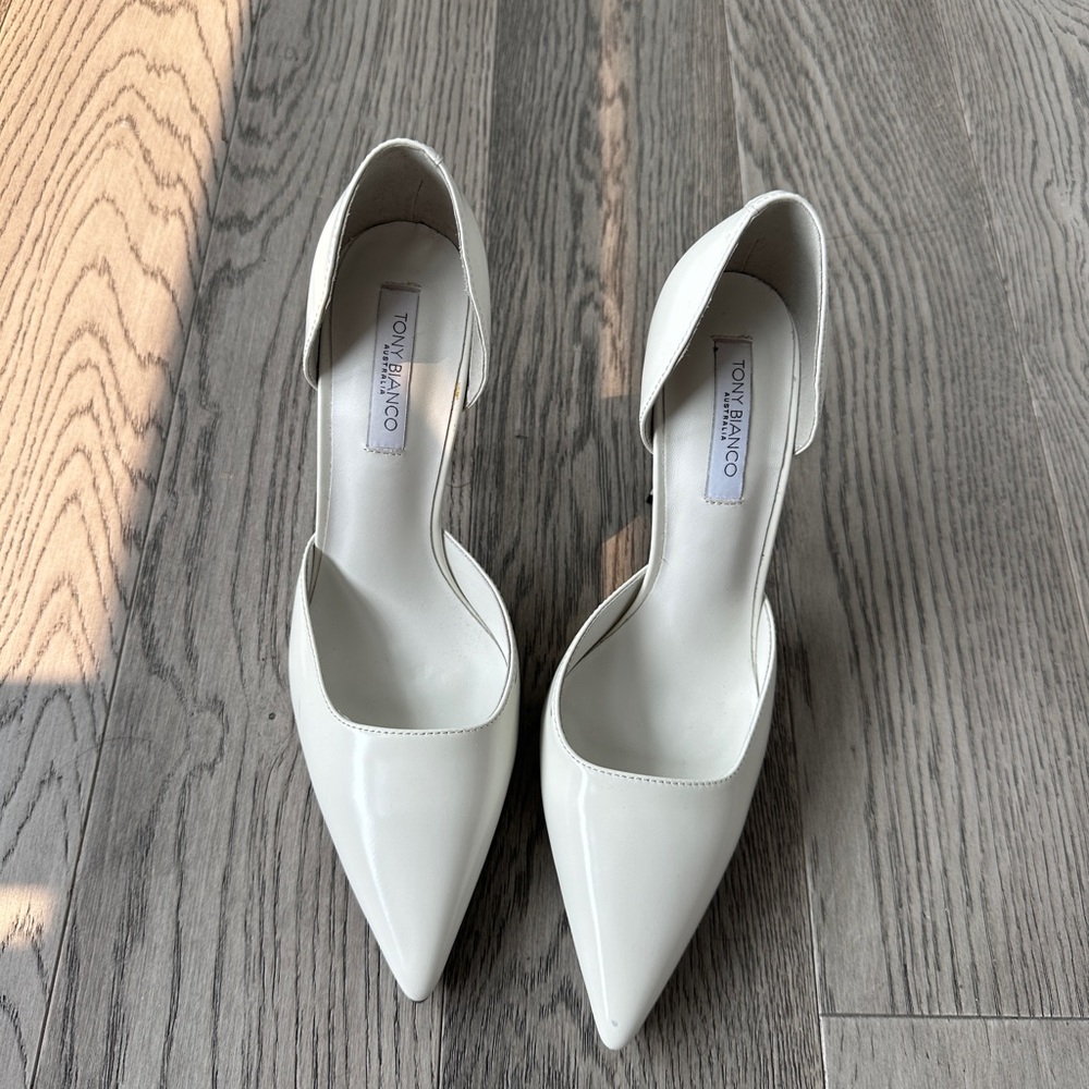 Tony Bianco White Pointed Toe D'Orsay Pumps